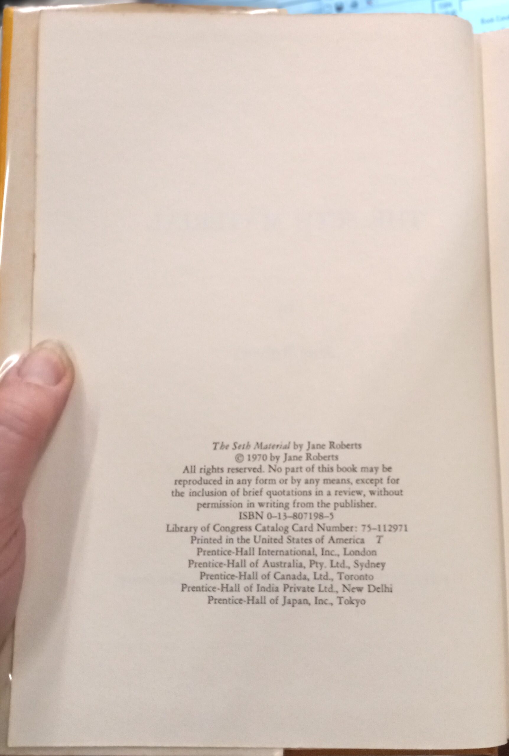 The Seth Material copyright page