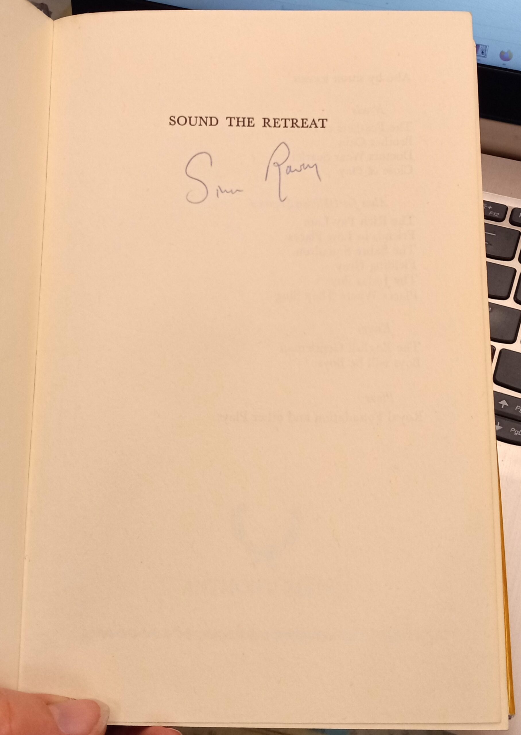 Sound the Retreat half-title page with author's signature