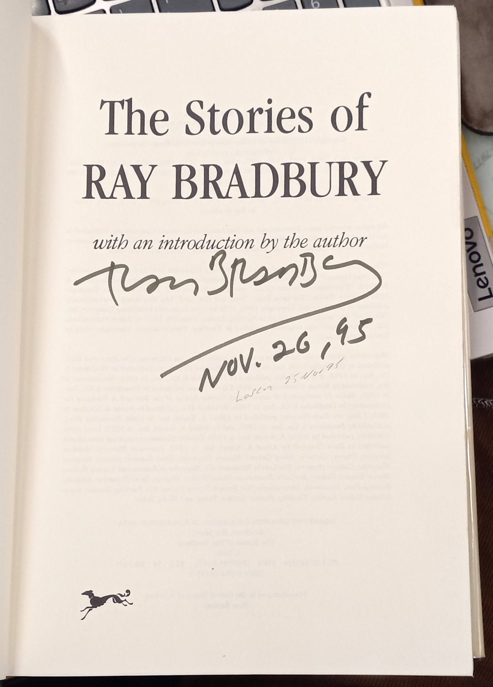 The Stories of Ray Bradbury title page with author's signature
