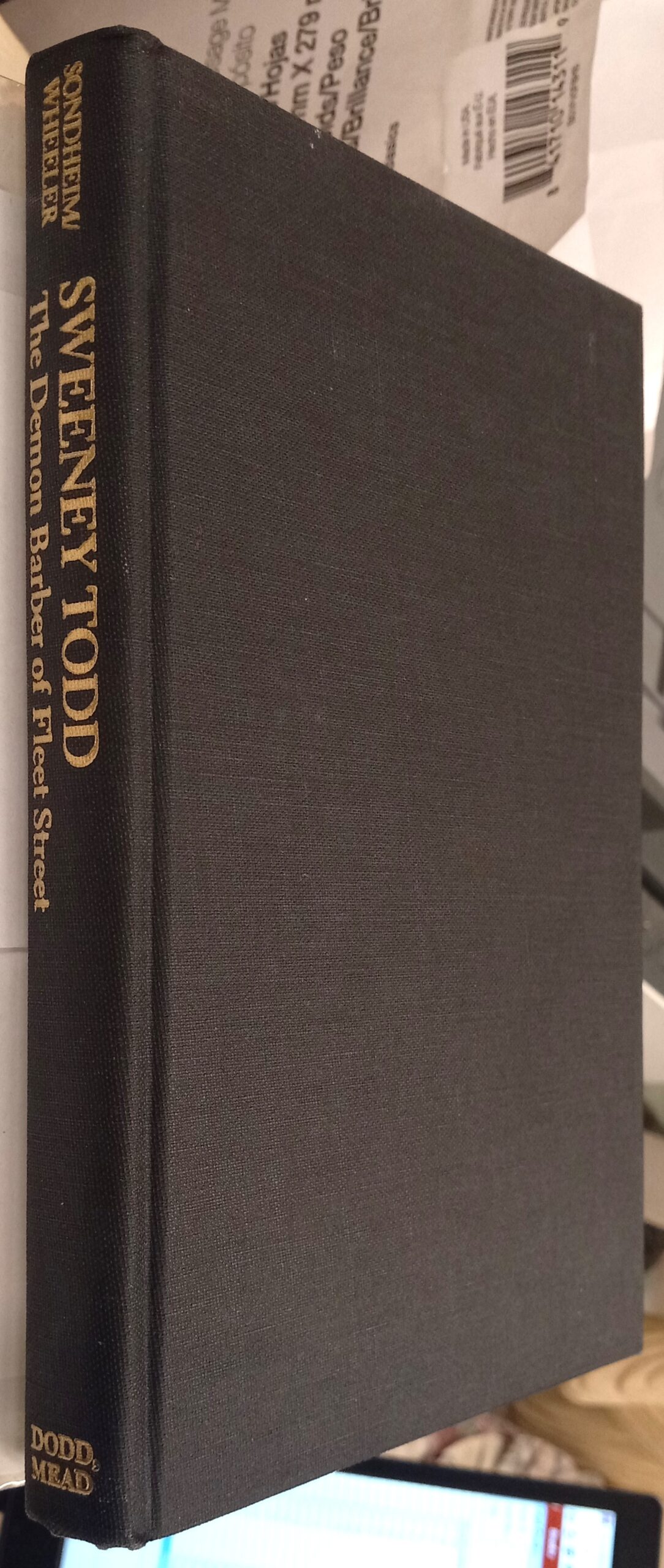 Sweeney Todd binding spine and front board