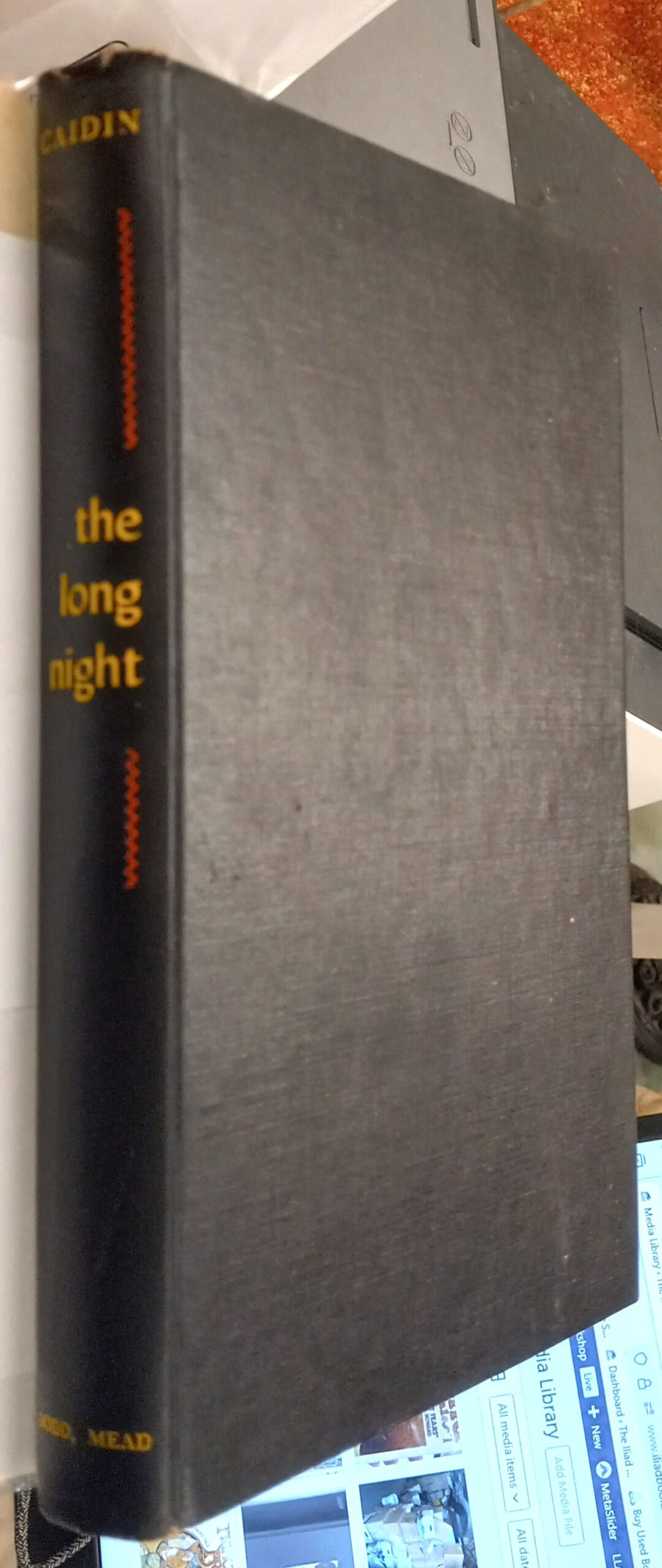 The Long Night binding spine and front board
