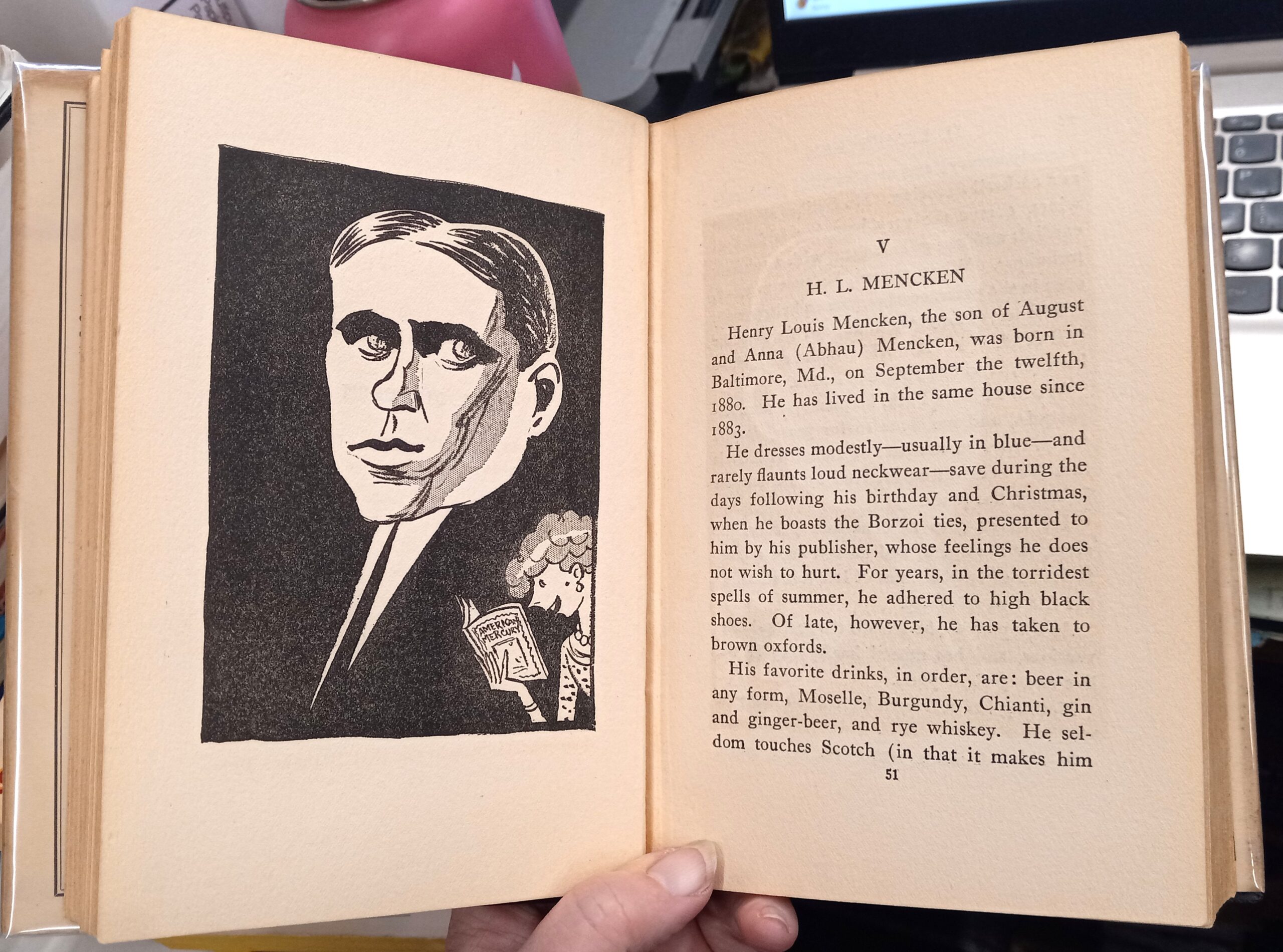 The Low-Down pages with illustration of H. L. Mencken