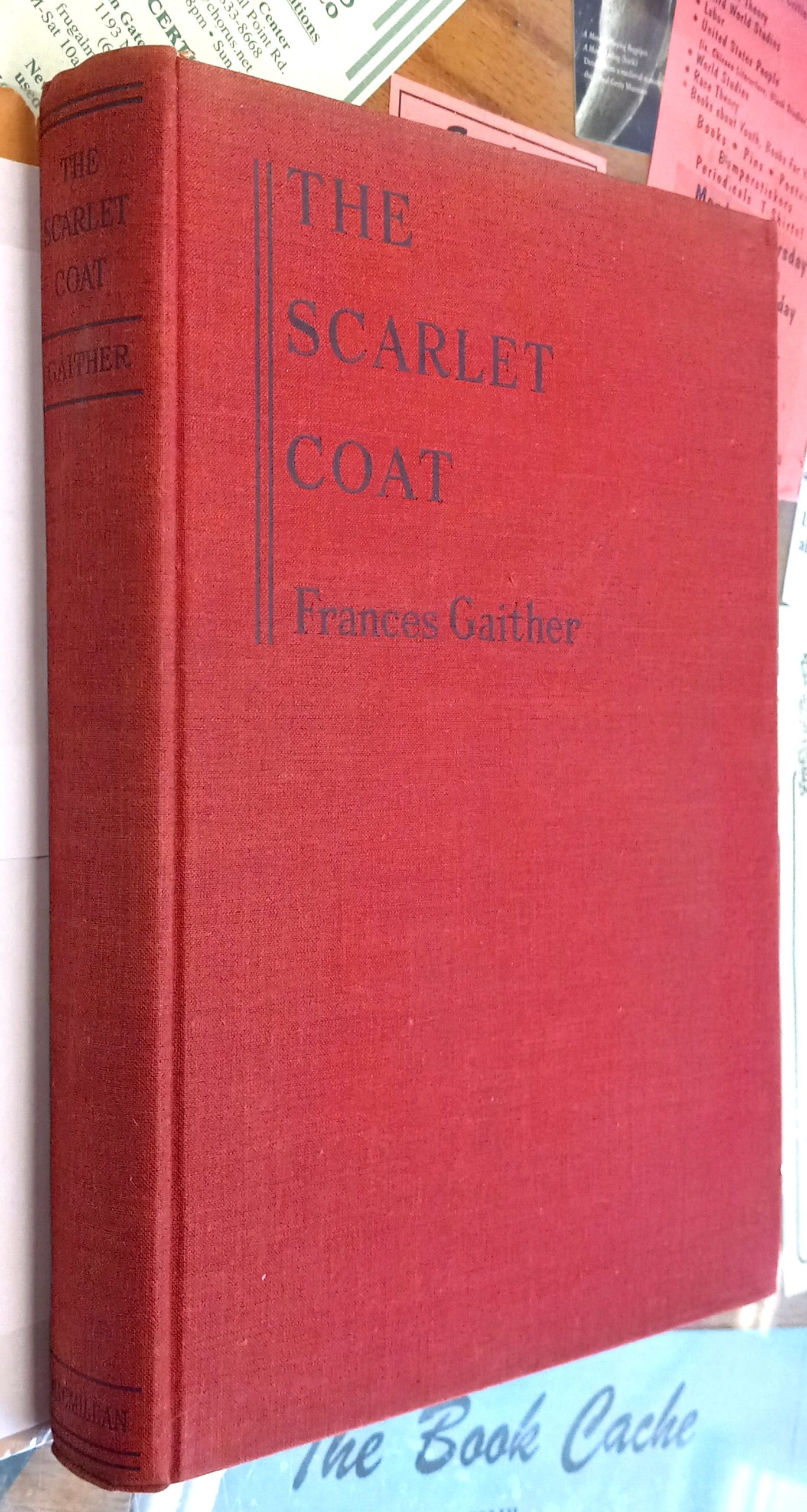 The Scarlet Coat binding spine and front board