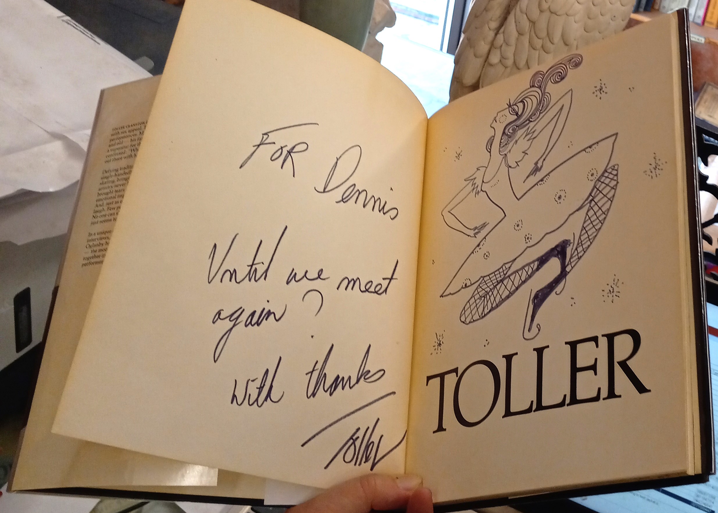 Toller pages with author's inscription and signature
