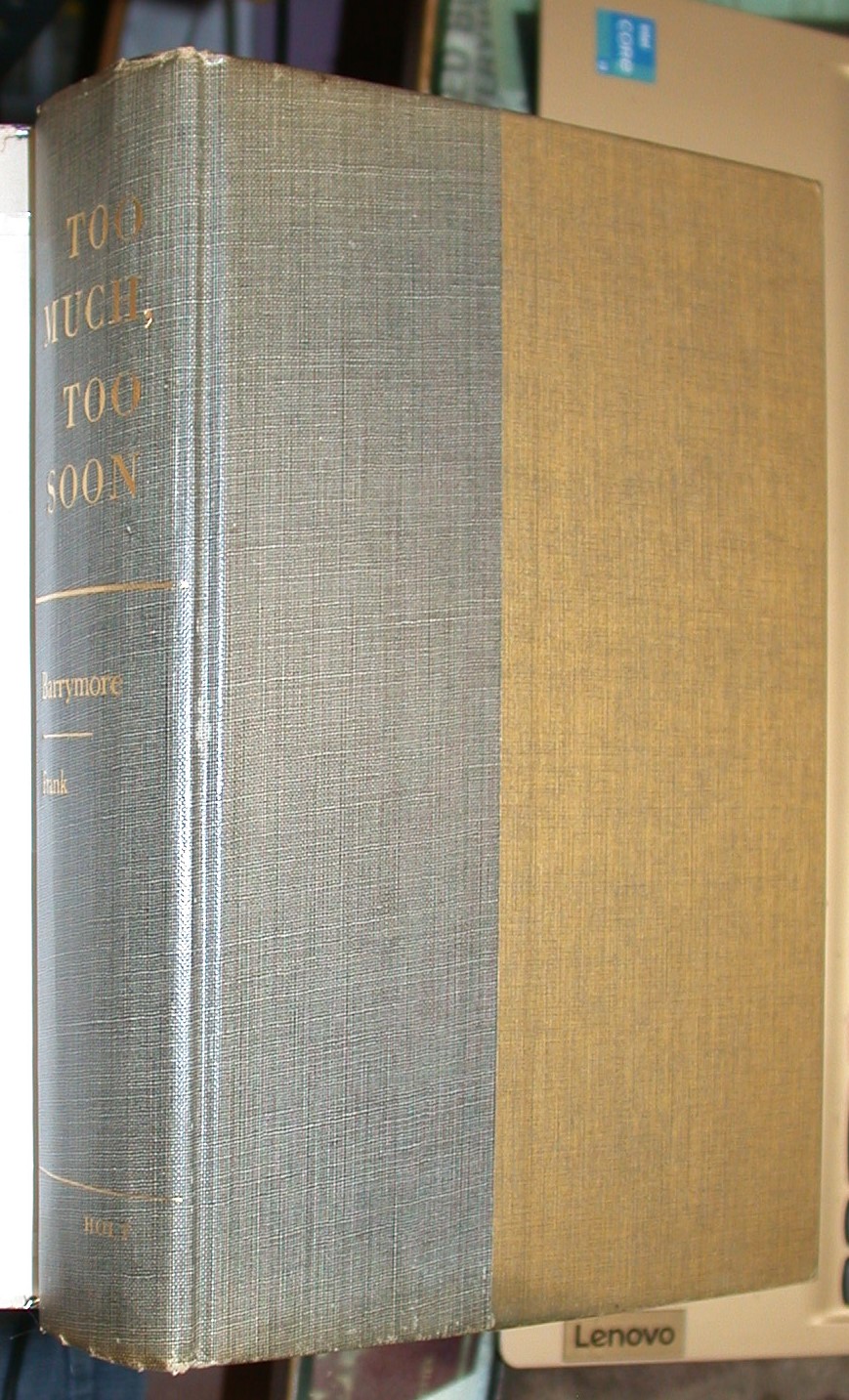 Too Much Too Soon binding spine and front board