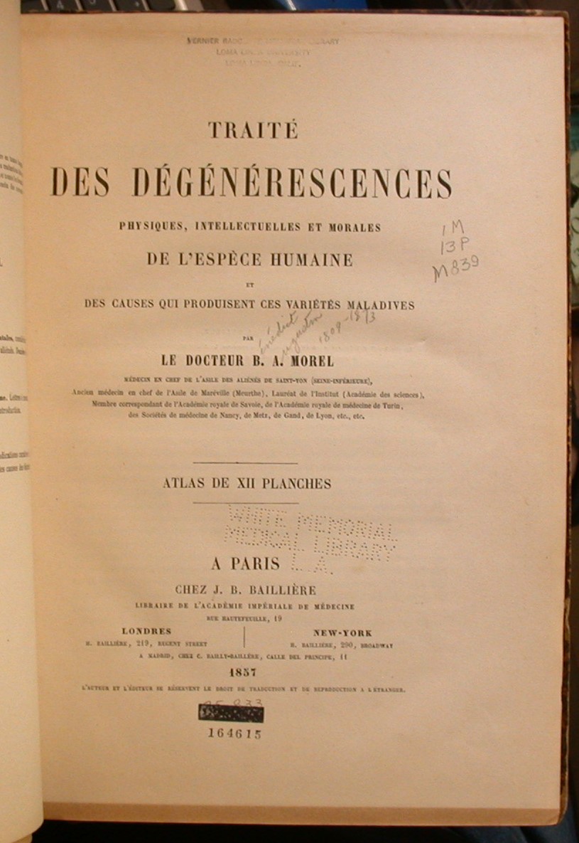 Traite Des Degenerescences title page