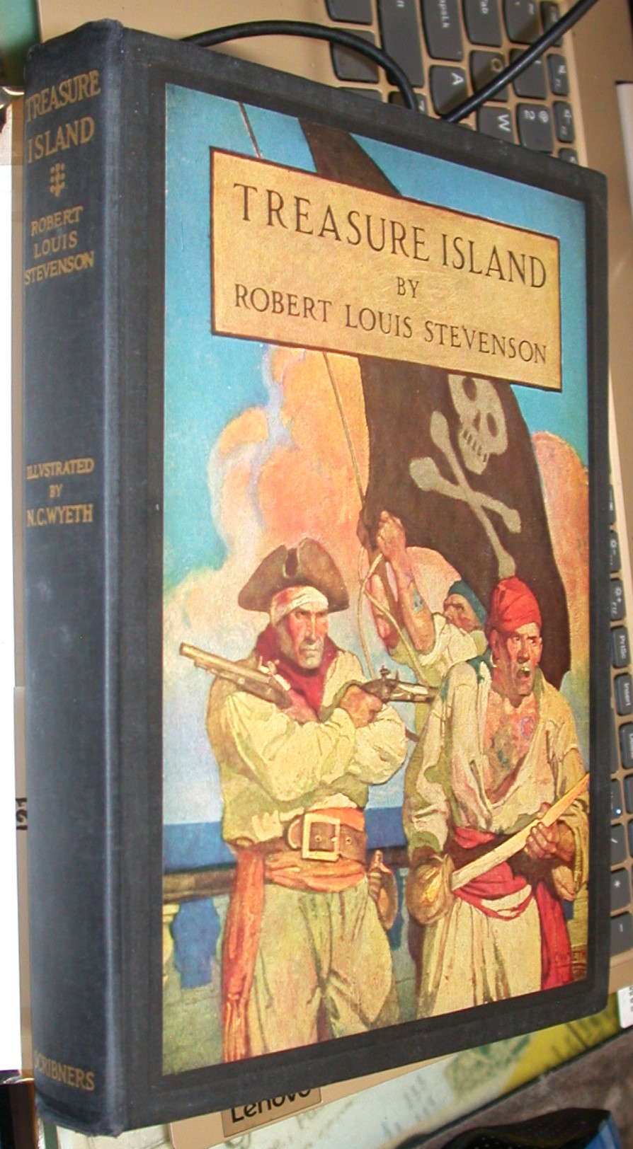 Treasure Island binding spine and front board