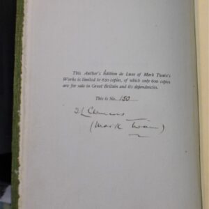The Writings of Mark Twain limitation page with author's signatures (as both Clemens and Twain)