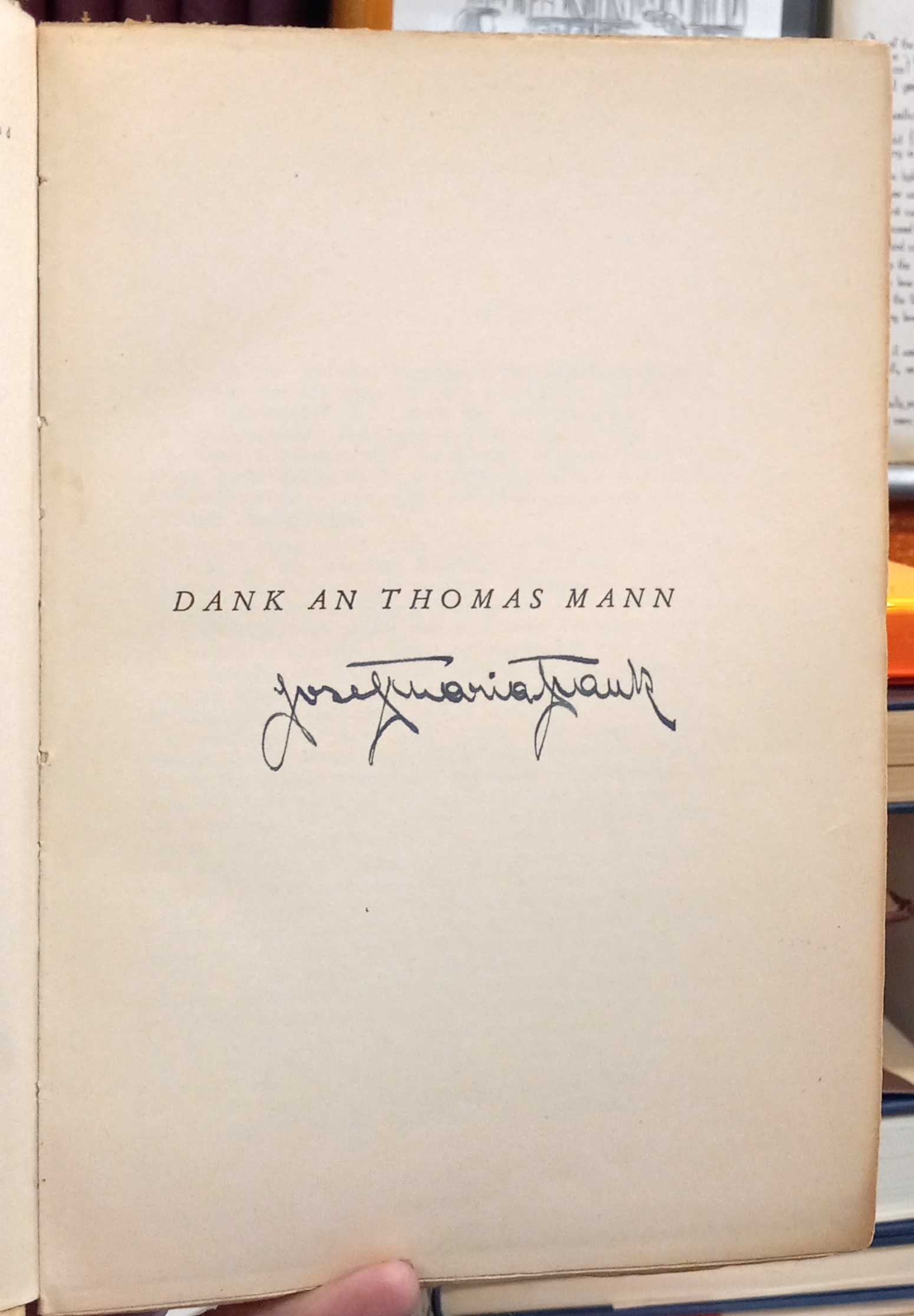 Volk Im Fieber dedication page with author's signature