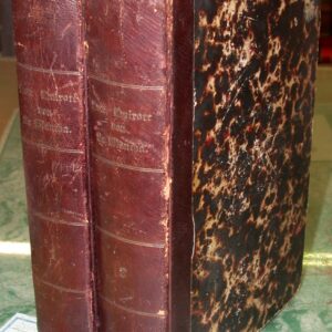 Don Quixote spines of both volumes and front board of second volume