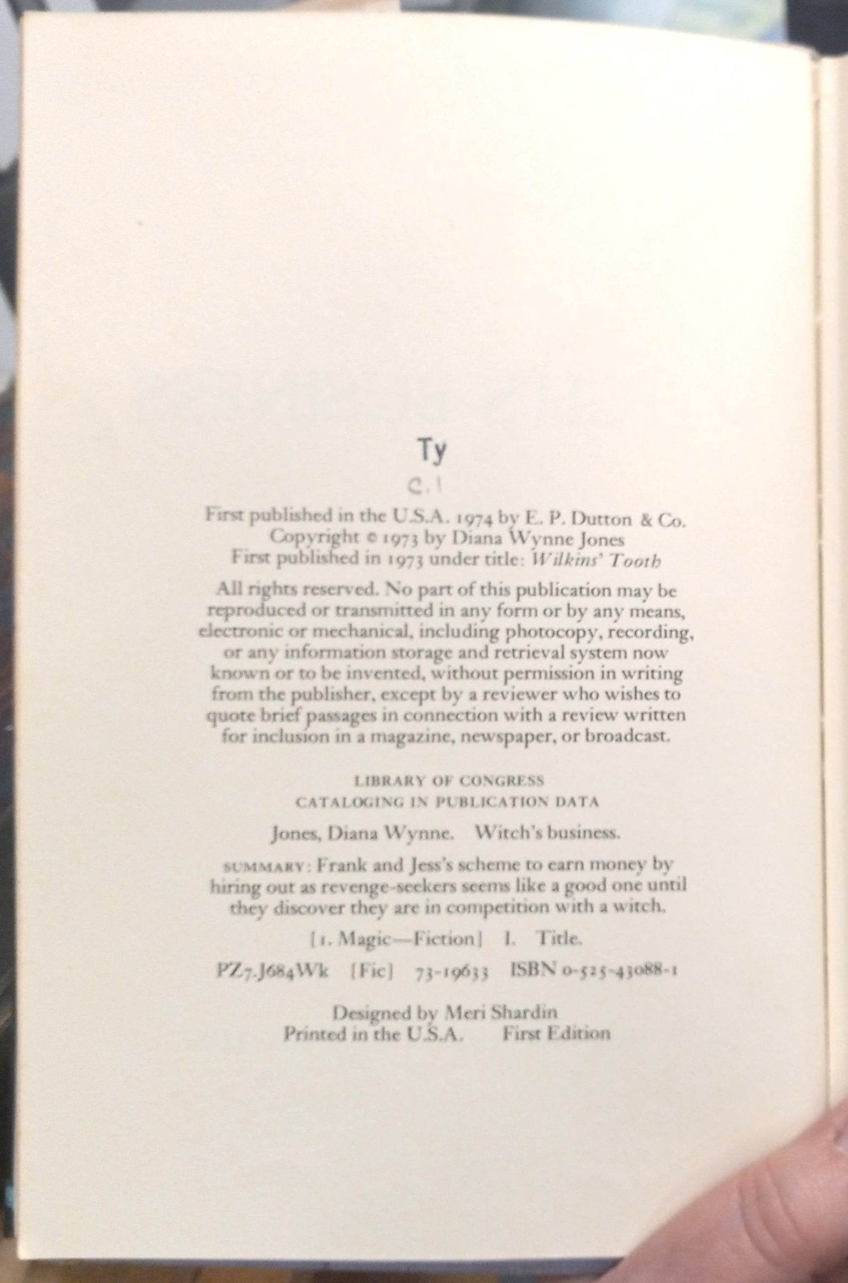 Witch's Business copyright page