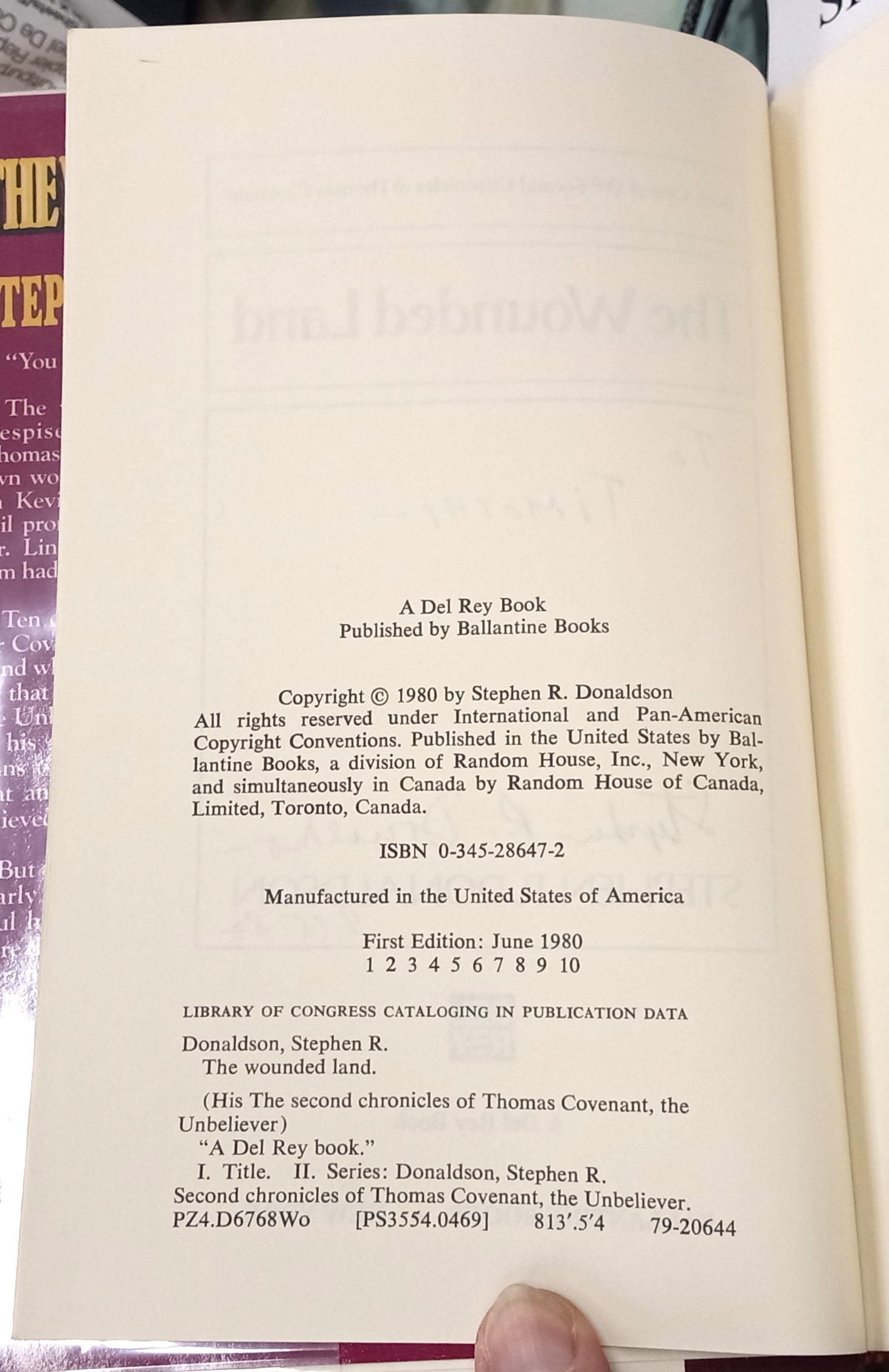 The Wounded Land copyright page