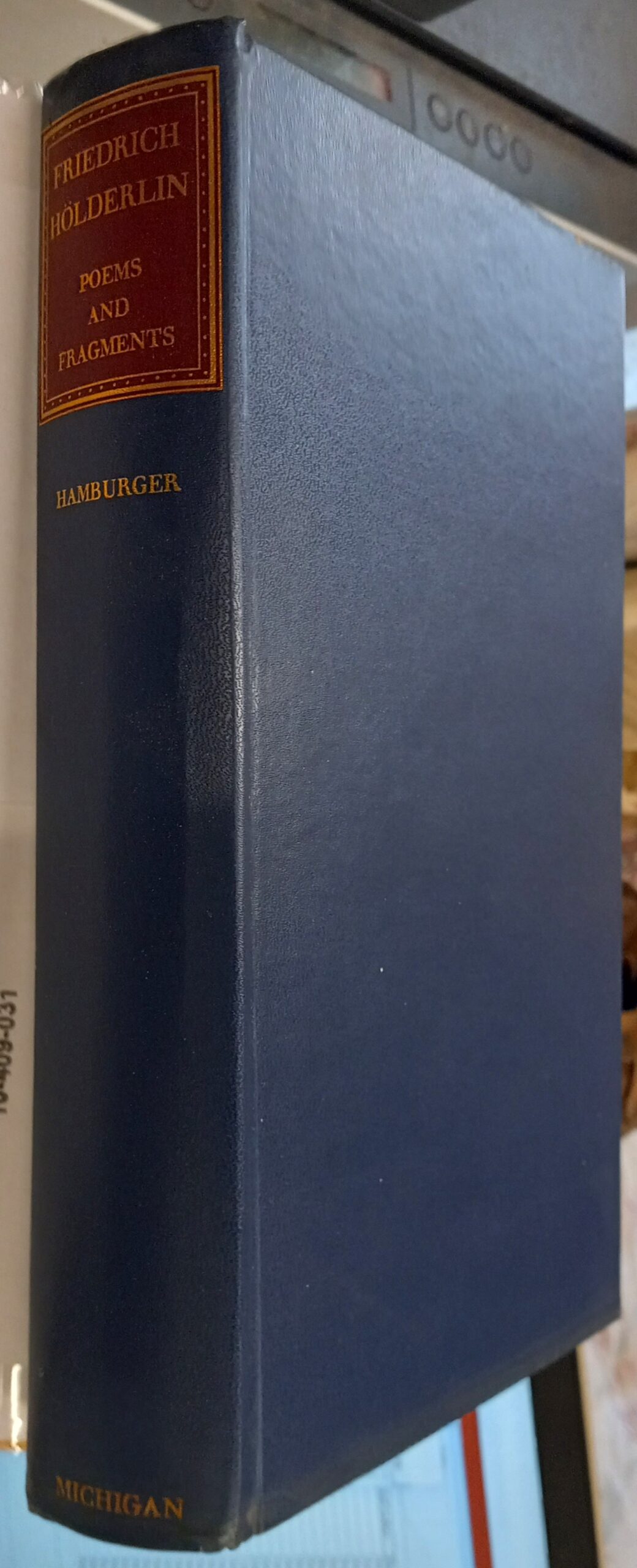 Friedrich Holderlin Poems and Fragments binding spine and front board
