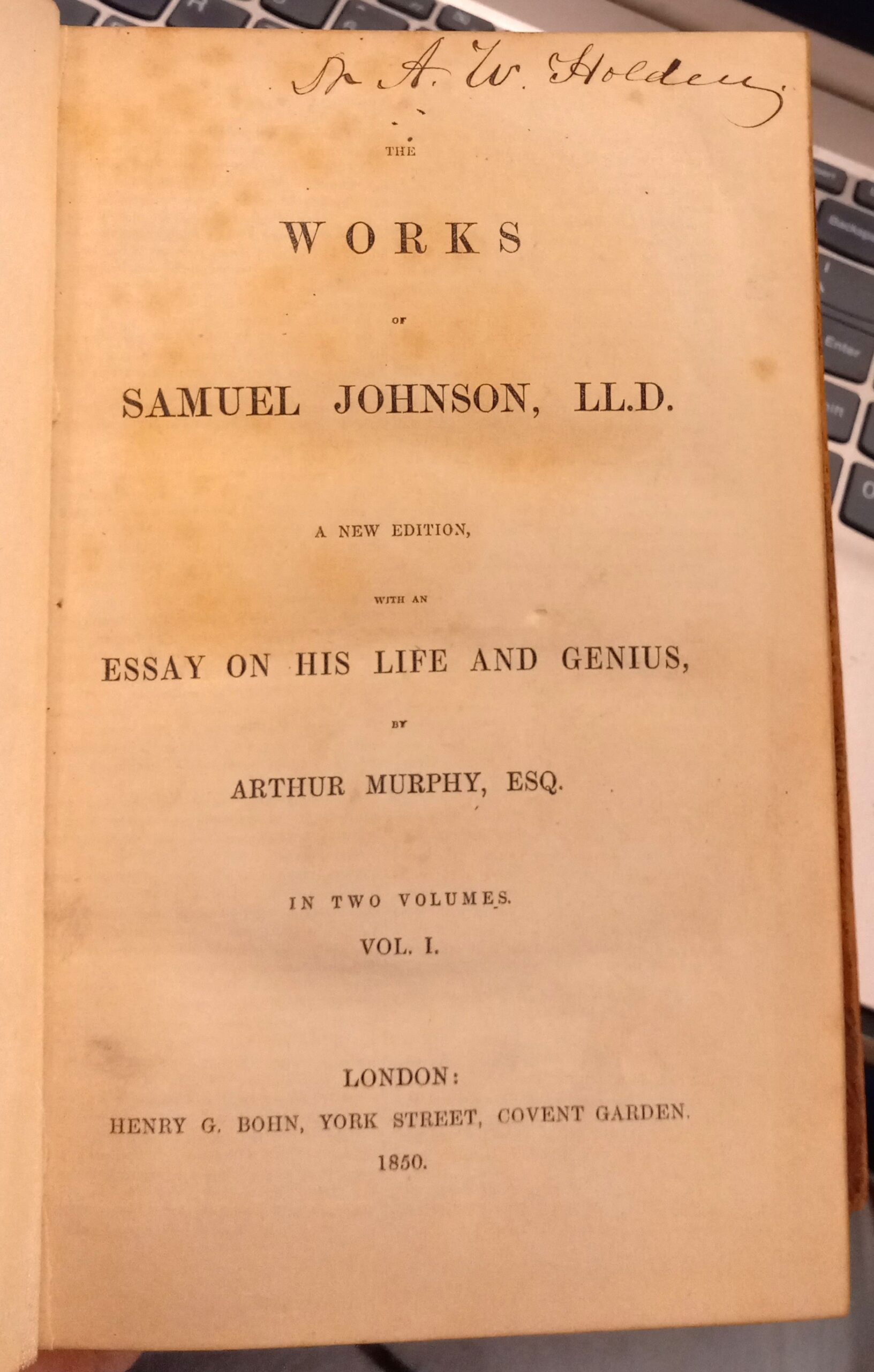 The Works of Samuel Johnson title page of Volume 1