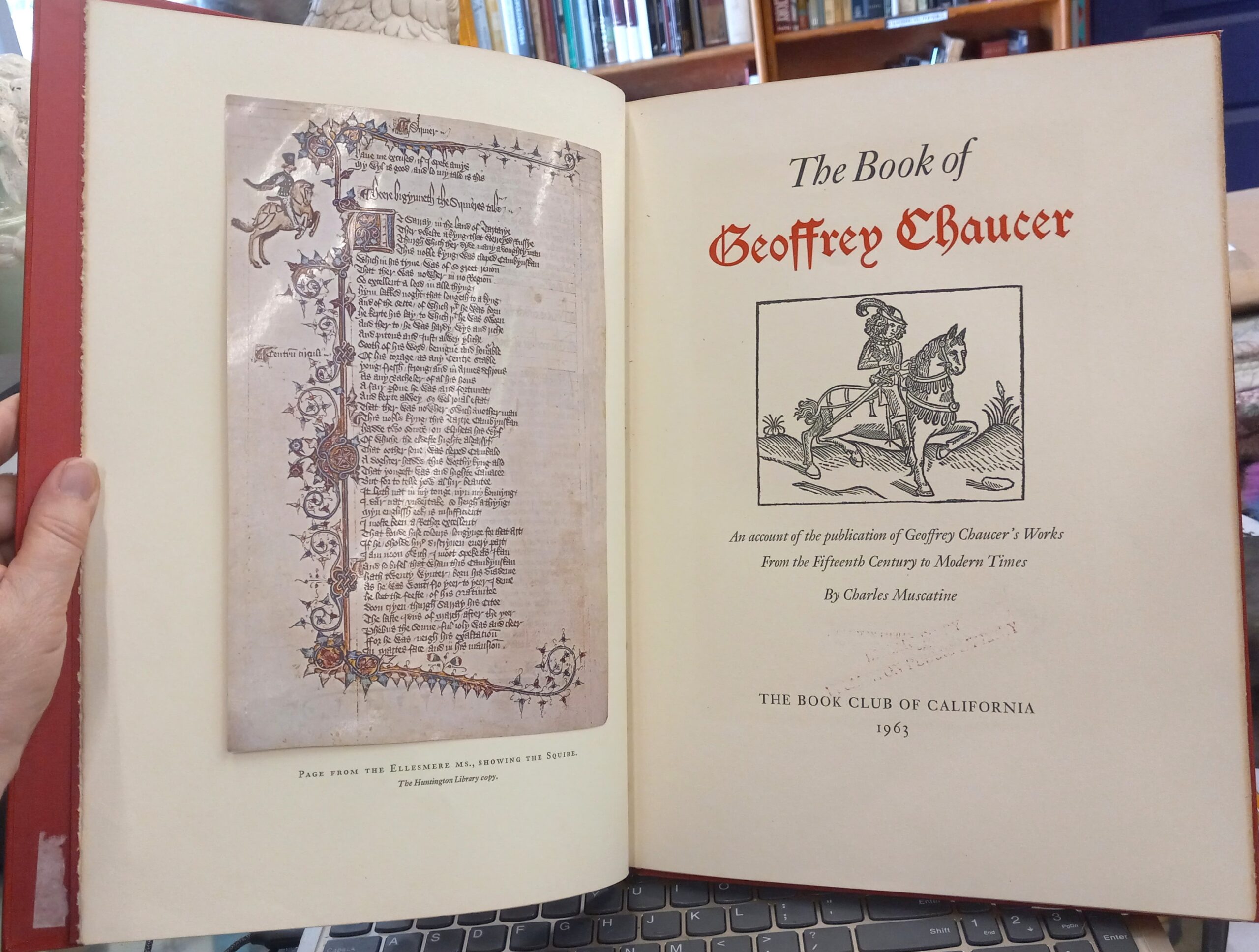 The Book of Geoffrey Chaucer title page and tipped-in frontispiece