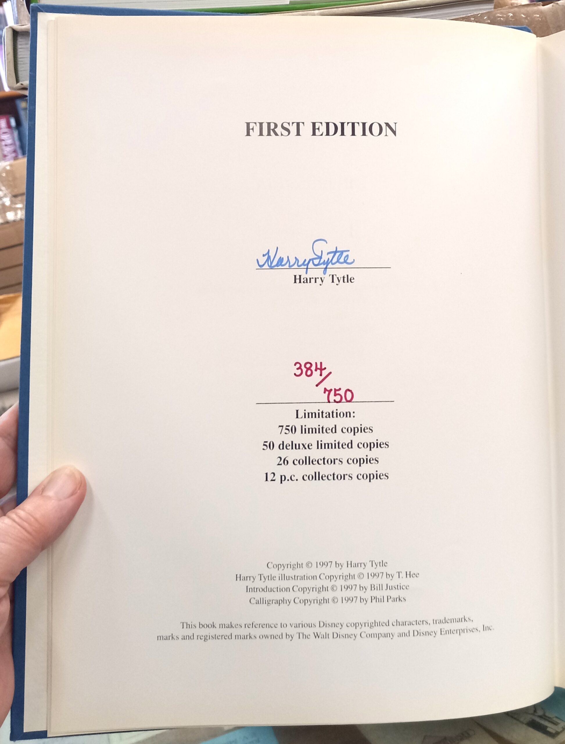 One of Walt's Boys limitation page with number and author's signature