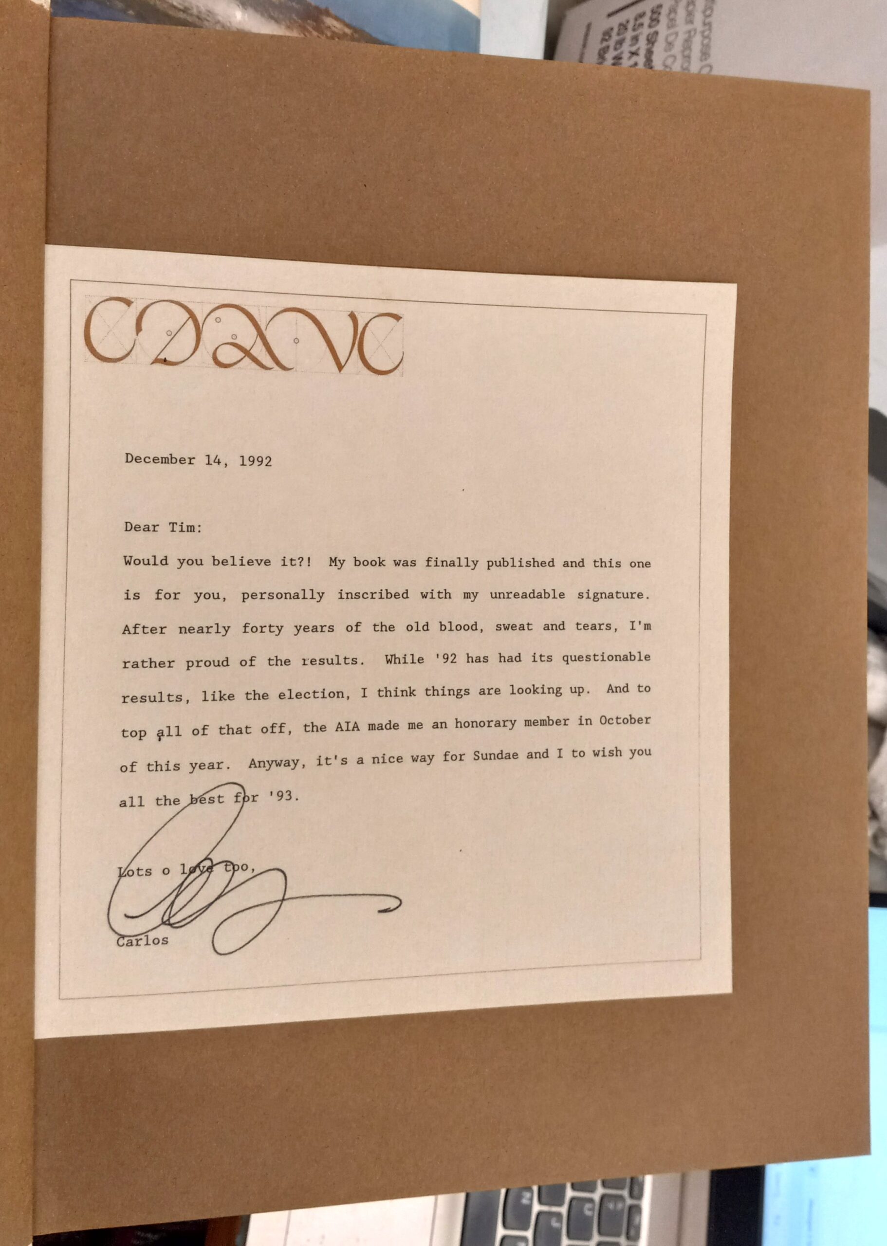 Building Illusion letter signed by author